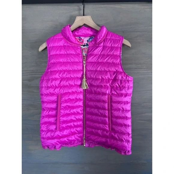 Lilly Pulitzer Cora Vest Size Small Puffer Pink Gorpcore - Picture 8 of 8